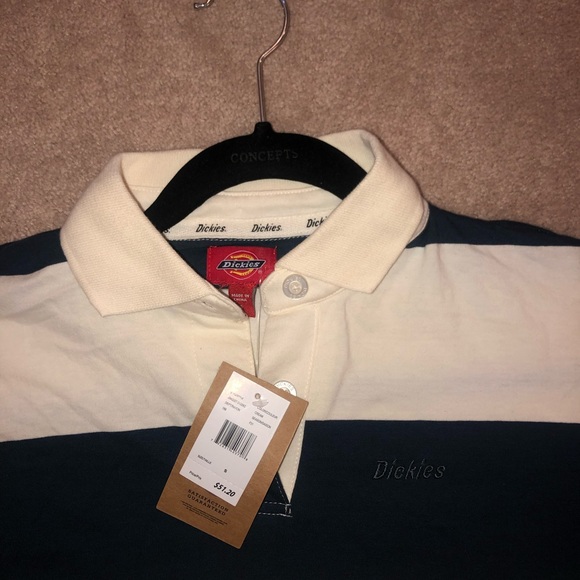Brand New Dickies Striped Long-Sleeve Polo Shirt with Original Tag - Picture 3 of 4